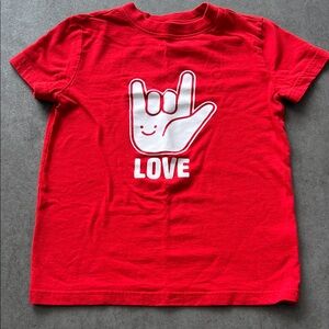 Cat & Jack Red Love Hand Sign T-Shirt